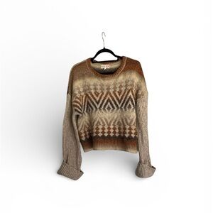 Geometric Patterned Brown Sweater
